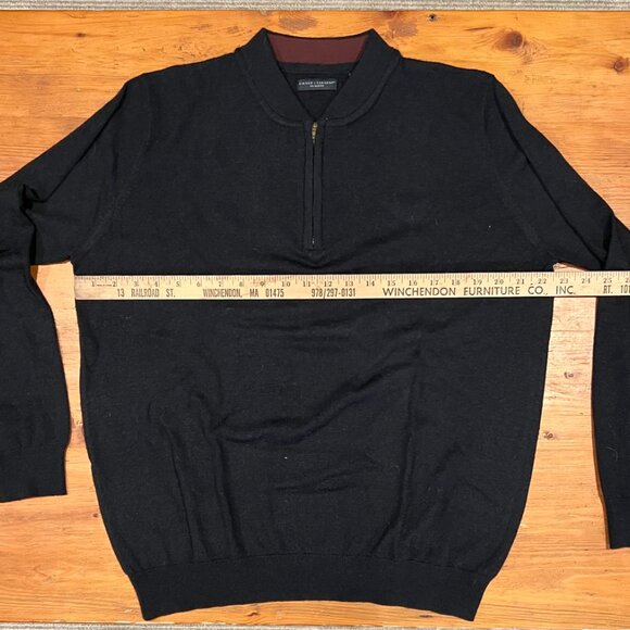 Singer + Sargent Quarter Zip Wool Sweater Black Bomber - Large - Picture 2 of 2